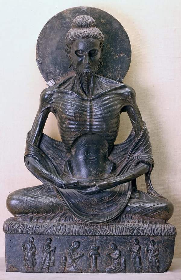 Buddha fasting. Before attaining enlightenment, the Buddha practiced extreme penance.